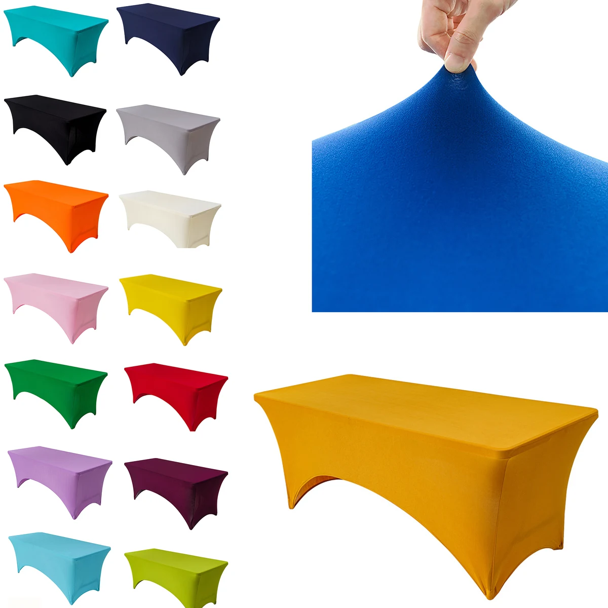 4FT Stretch Tablecloth Fits Rectangular Table Cover 1