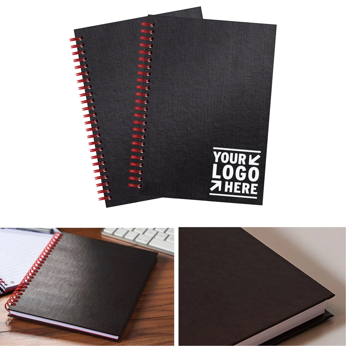 8 1/4" x 5 1/4" 70 Sheets Hardcover Twin Wire Notebook 1