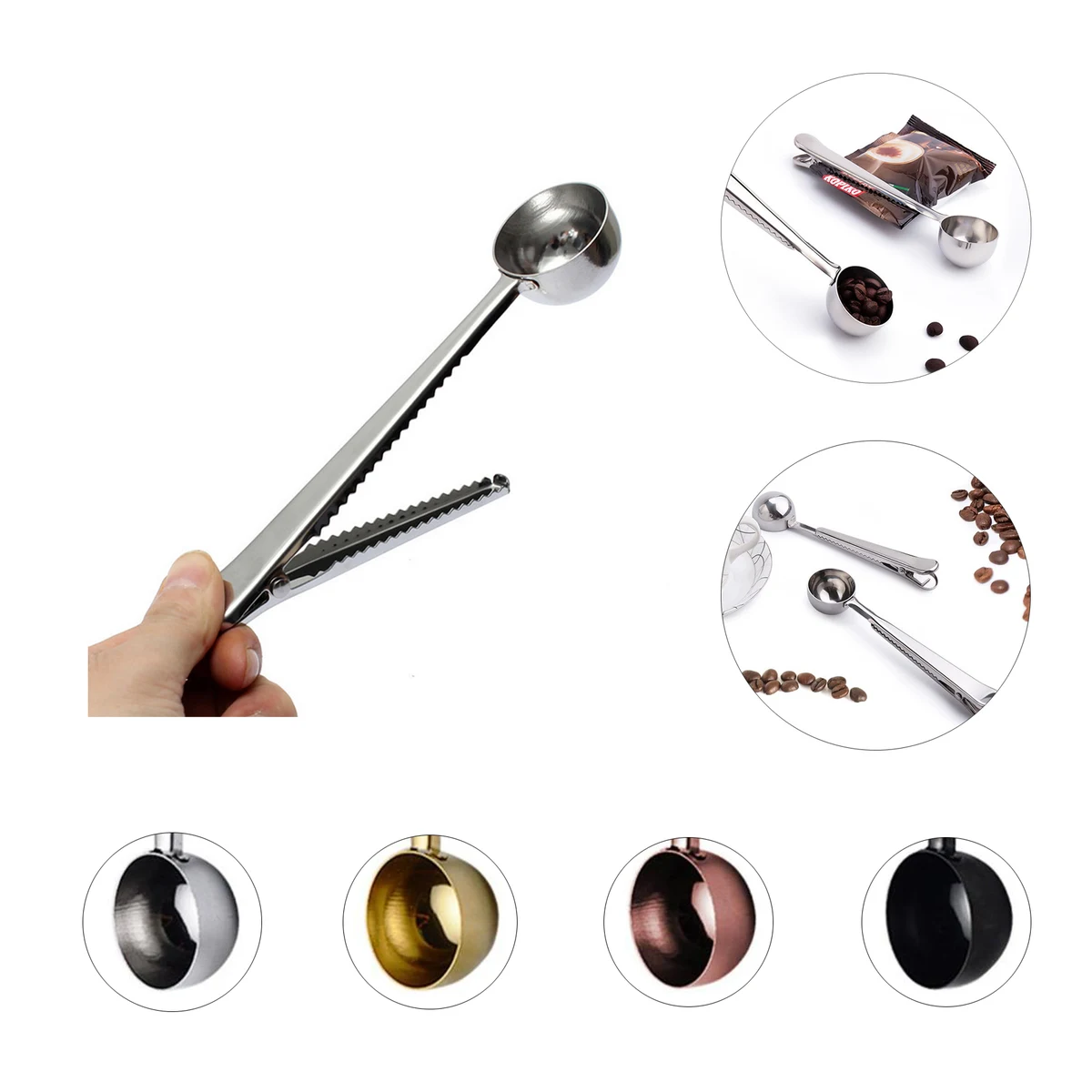 Stainless Steel Kitchen Supplies Coffee Scoop With Clip 1