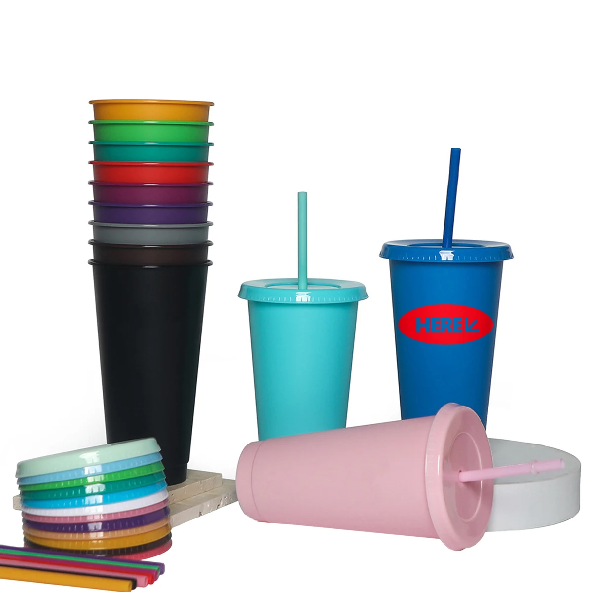Durable Plastic Straw Stadium Drinking Cup 1