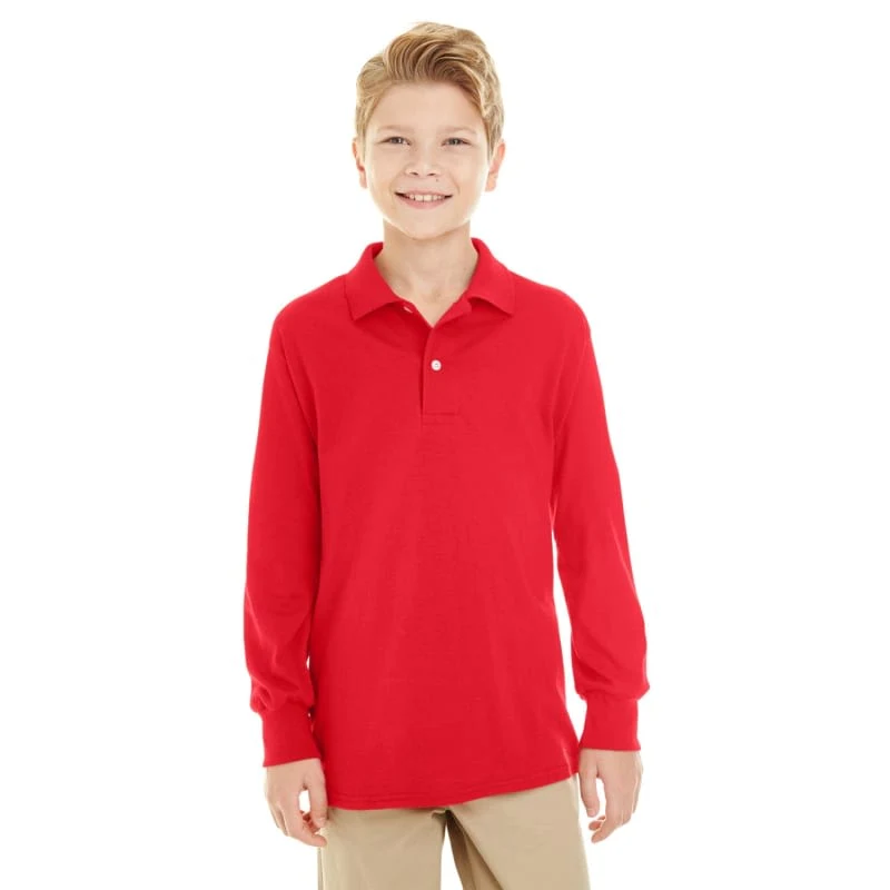 Jerzees Youth SpotShield™ Long-Sleeve Jersey Polo 1