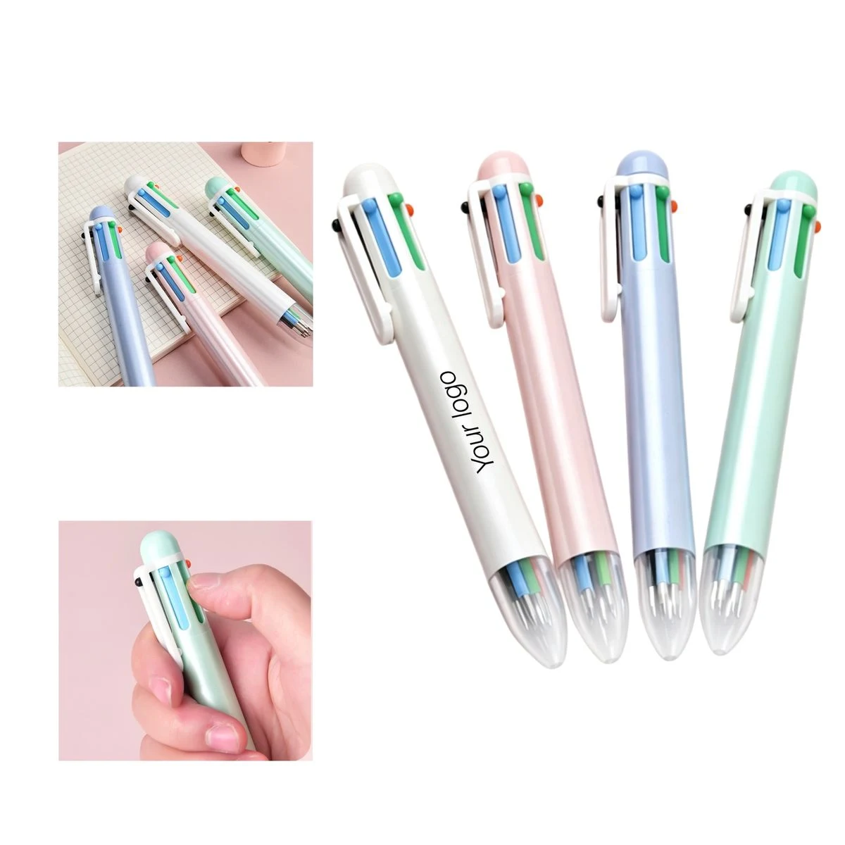 Six Color Retractable Smooth-Writing Ballpoint Pen, custom pen with logo imprint 1