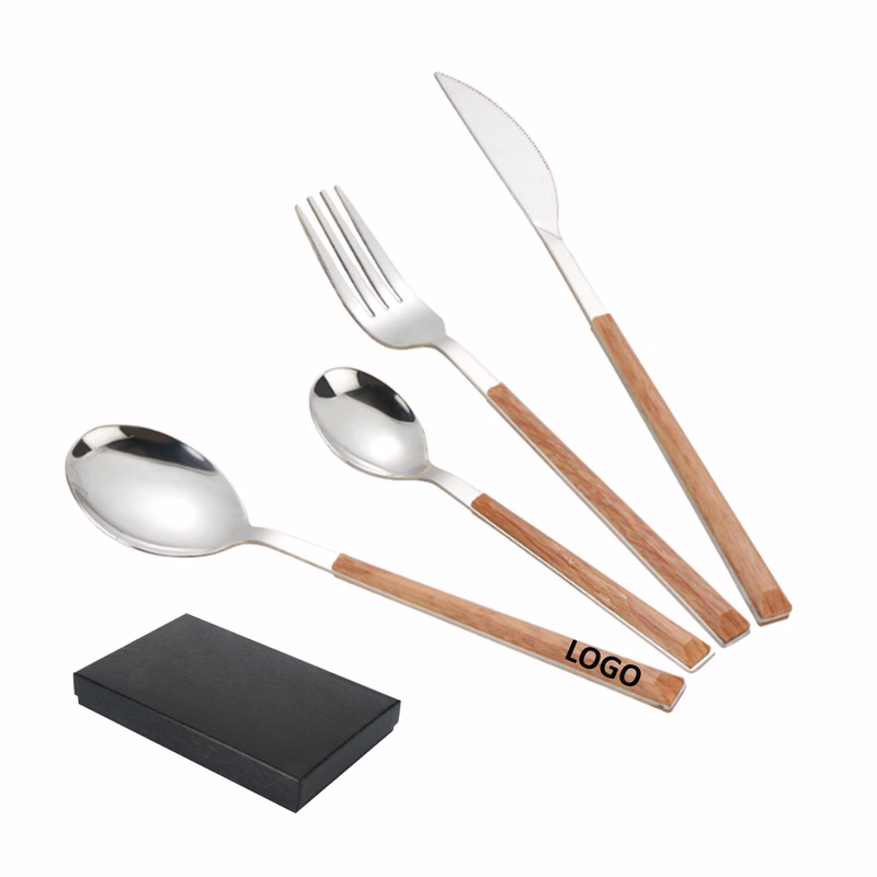 4 Piece Wooden Handle Cutlery Set