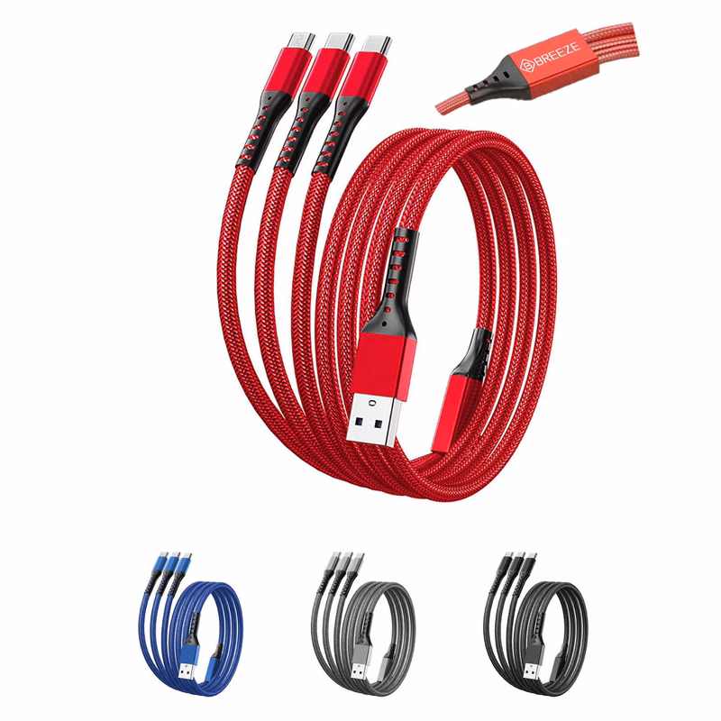 48-Inches Braided 3-in-1 Charging Cable