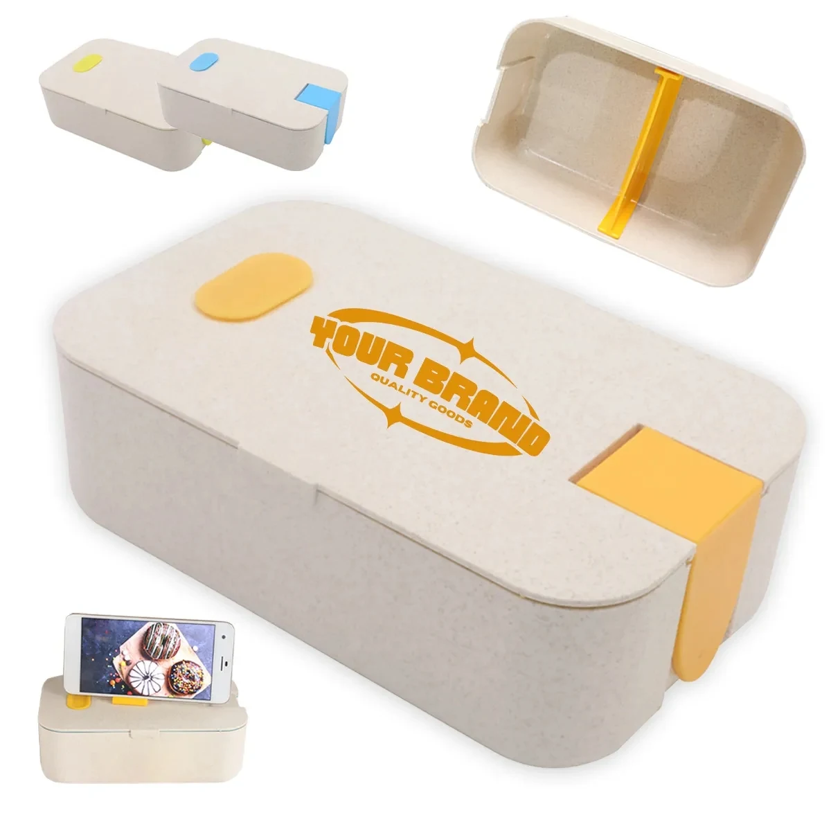 Wheat Straw Lunch Set With Phone Holder 1
