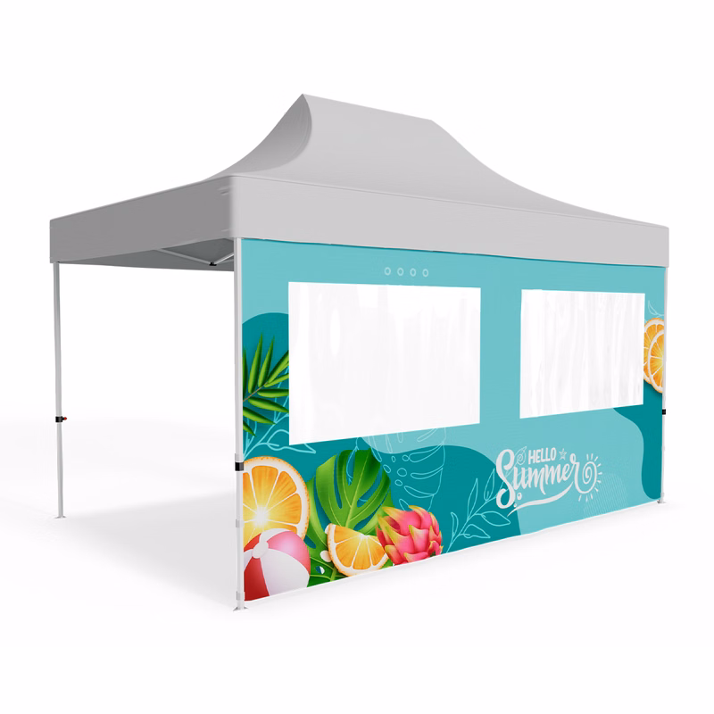 15ft Full Rear Tent Wall Only w/Double Window - 2 Side Imprint