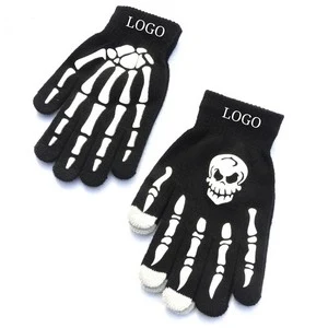 Halloween Luminous Skull Claw Gloves 1
