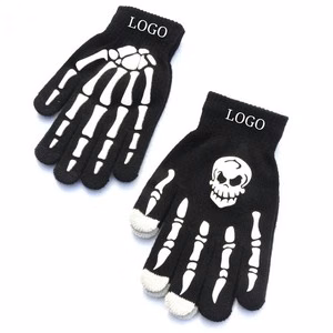 Halloween Luminous Skull Claw Gloves