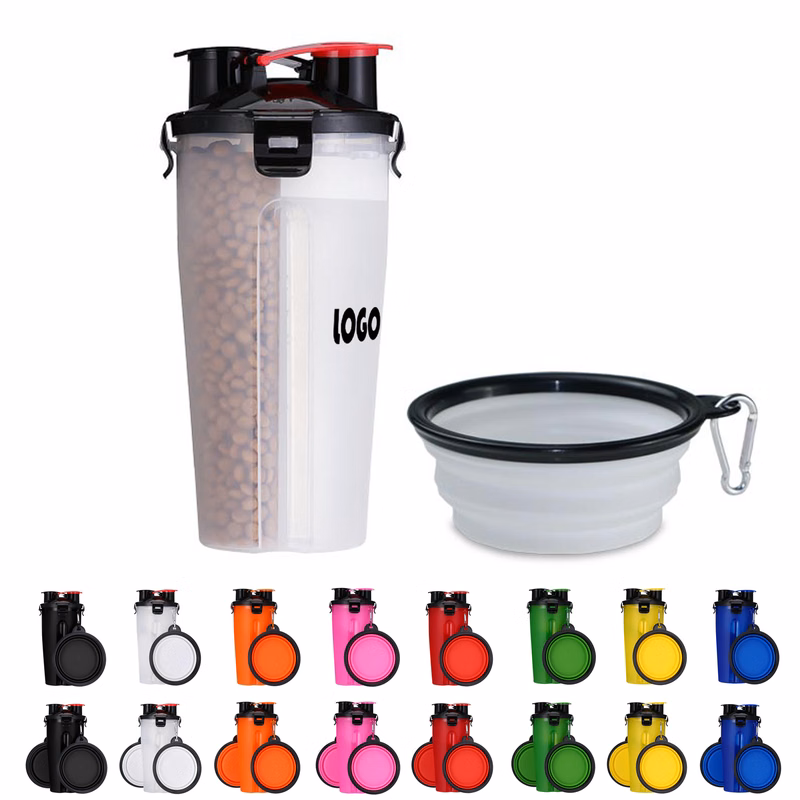 Portable Pet Water And Food Bottle With Bowls