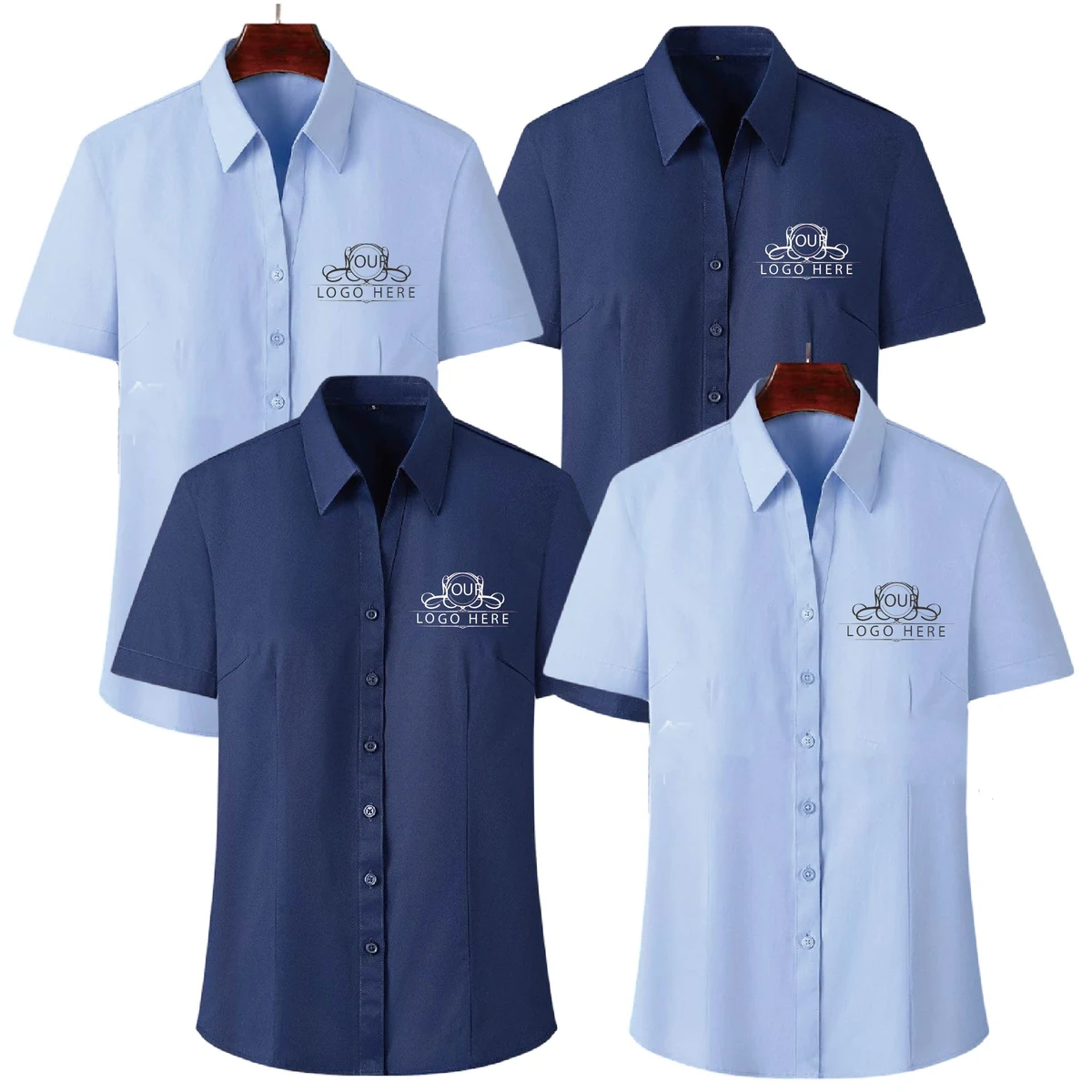 Ladies Womens Plain Short Sleeve Work Shirt 1