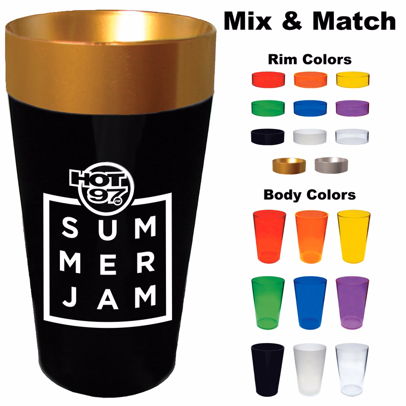 20oz Plastic Mix and Match Rim Color Cup