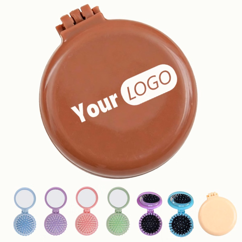 Round Fold Mirror Hair Massage Air Brush