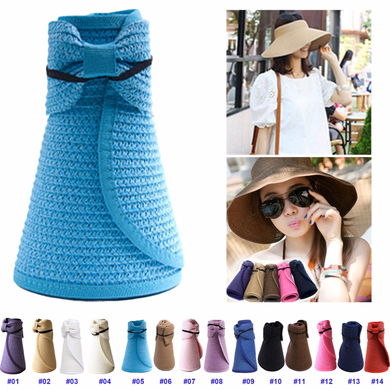 Women Foldable Straw Sun Visor