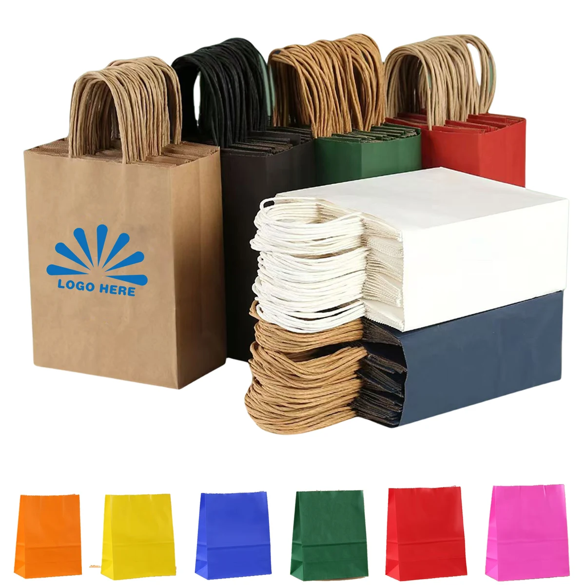Coloured Kraft Gift Bags With Handles Multiple Uses 1