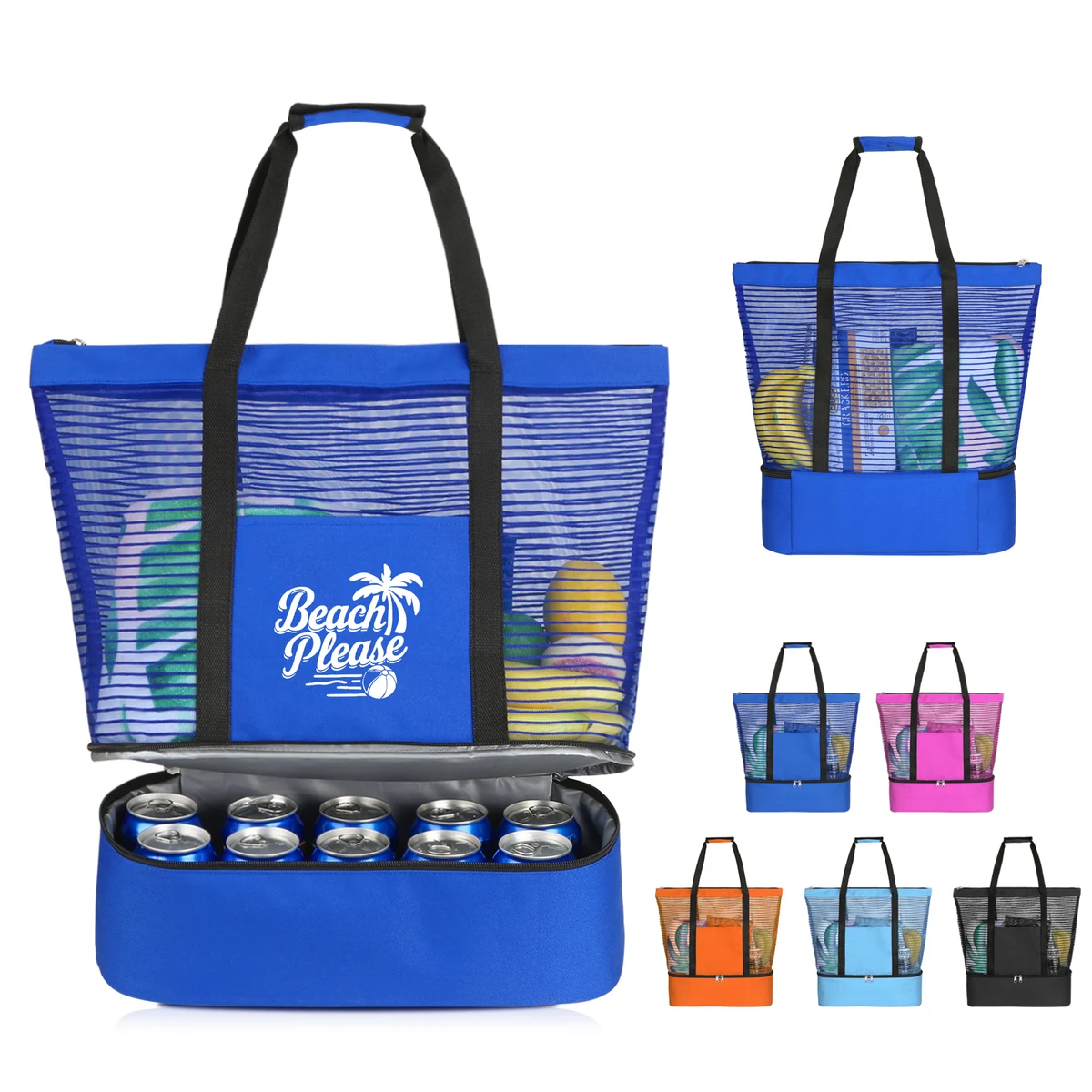 Versatile 10-Can Insulated Mesh Beach Tote Cooler 1