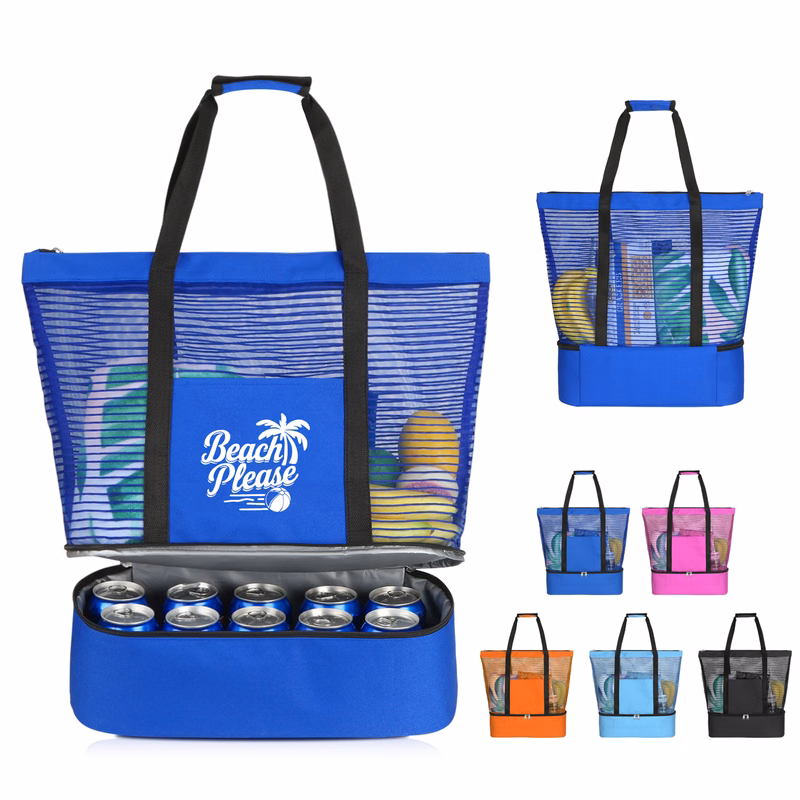 Versatile 10-Can Insulated Mesh Beach Tote Cooler