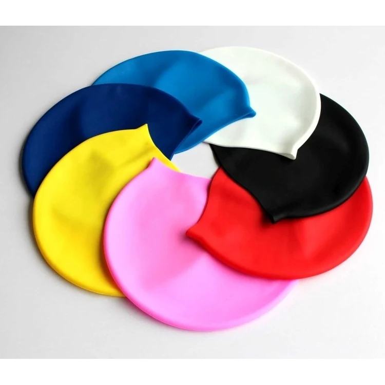 Multi-Color Latex/Silicone Swim-Swimming Head Caps For Adults 1