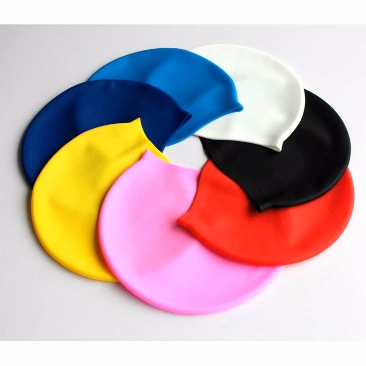 Multi-Color Latex/Silicone Swim-Swimming Head Caps For Adults