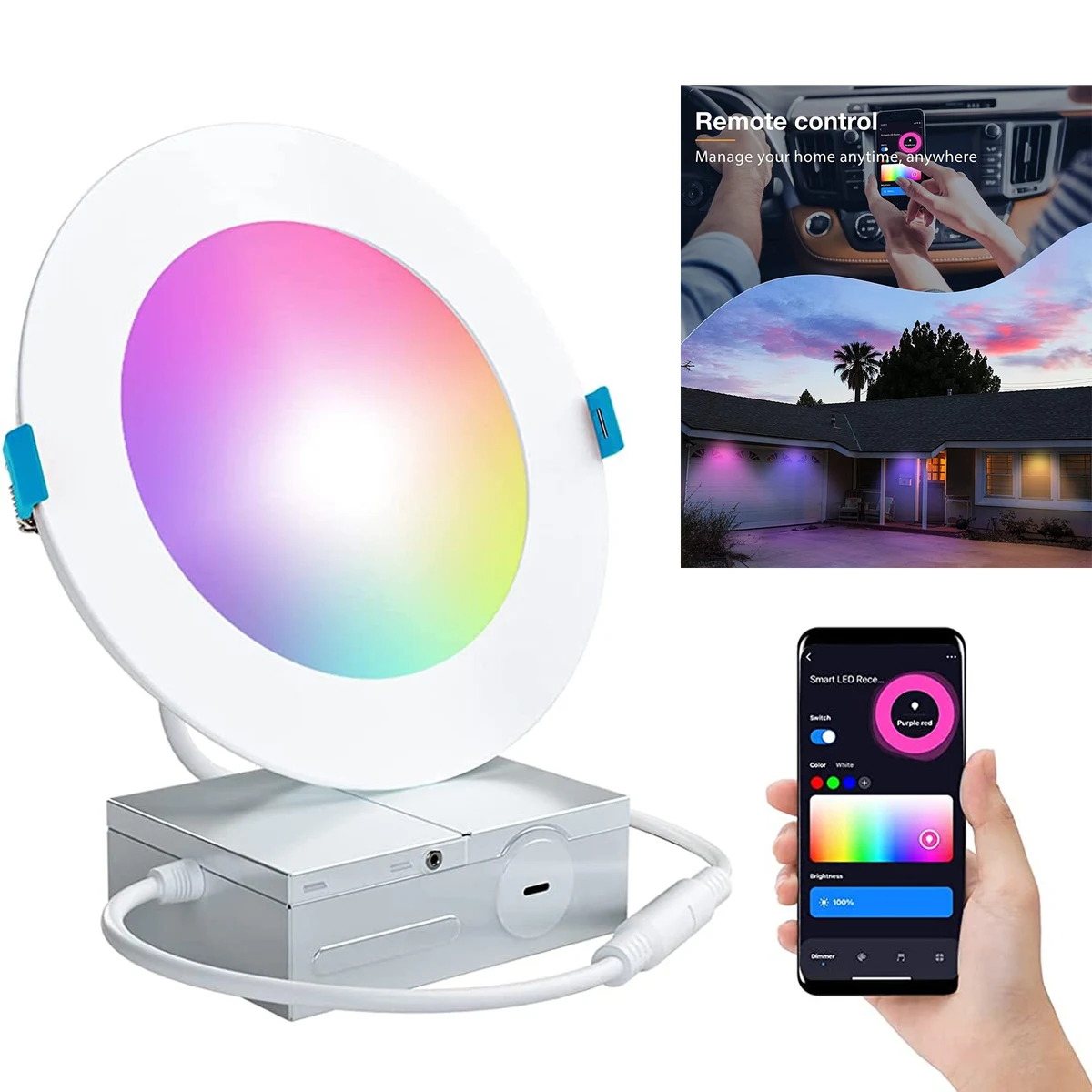 Rgb Cw Color Changing WiFi Downlight with Junction Box 1