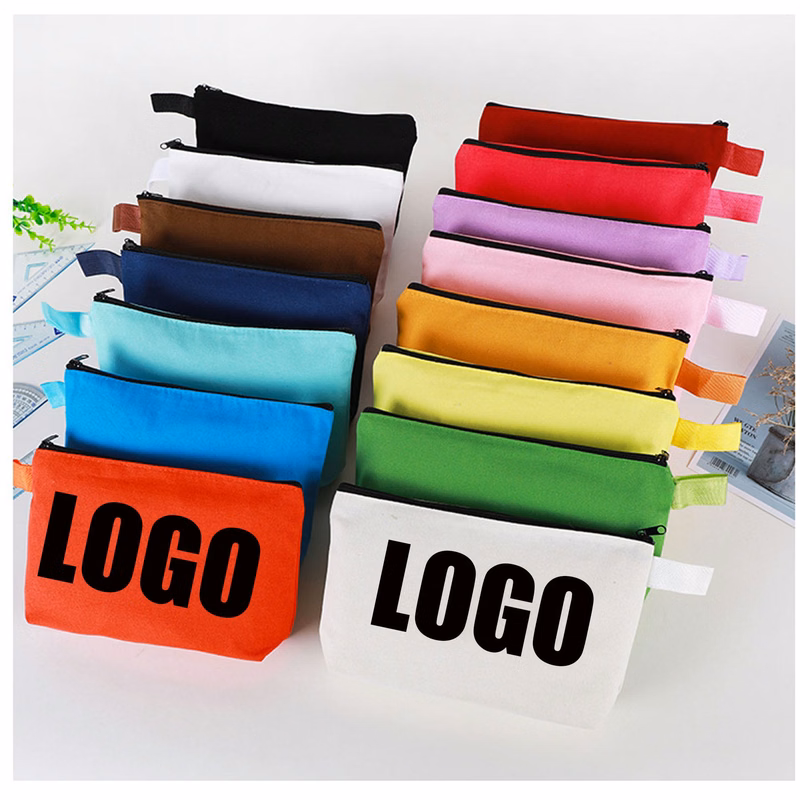 Small Canvas Coin Pouch Travel Cosmetic Bag
