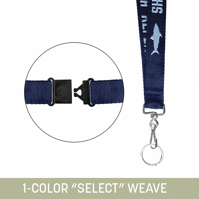 1" Woven lanyard w/ Swivel Snap & Split Ring & Breakaway - "Select" Weave