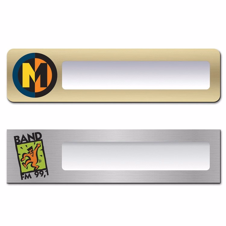 The Orion full color metallic reusable name plate 2"x8"