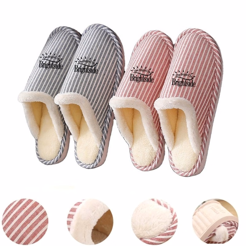 Winter Striped Cotton Slippers