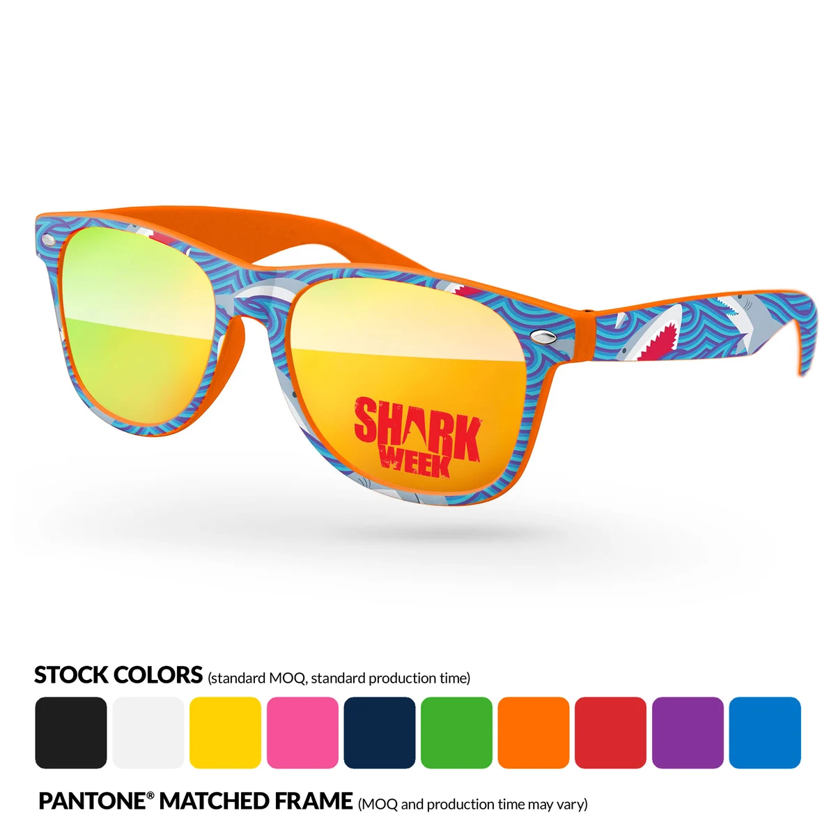 Retro Mirror Sunglasses w/ 1 Color Lens Imprint & Full Color Full Frame Heat Transfer 1