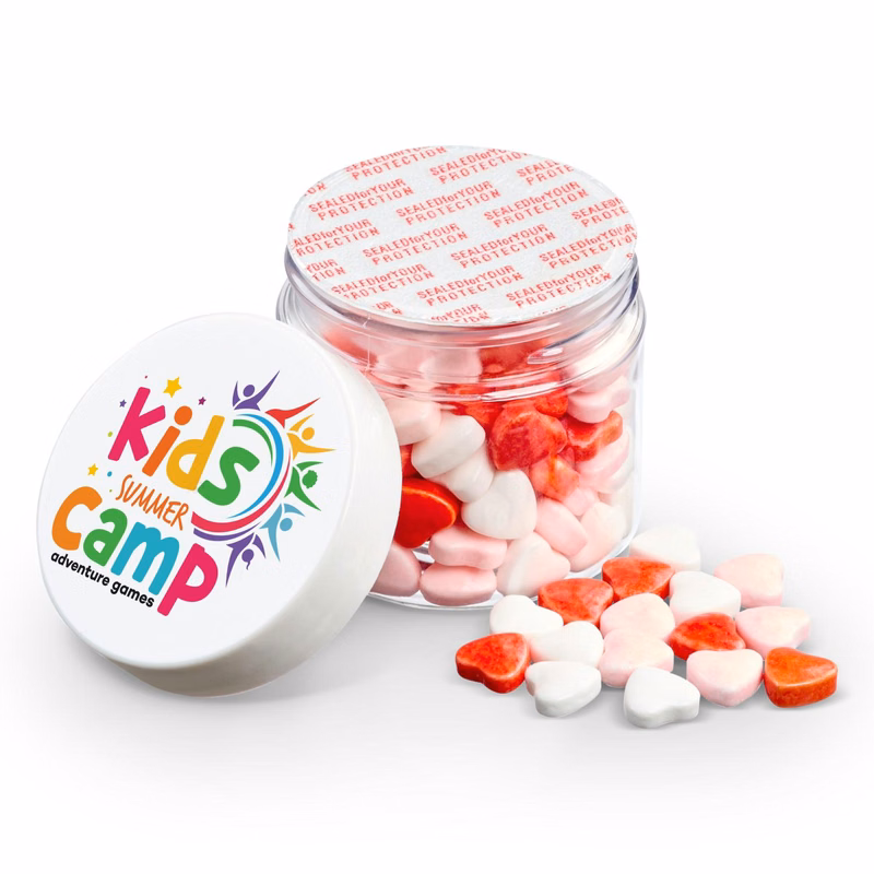 2 OZ JAR OF MINI HEARTS CANDY