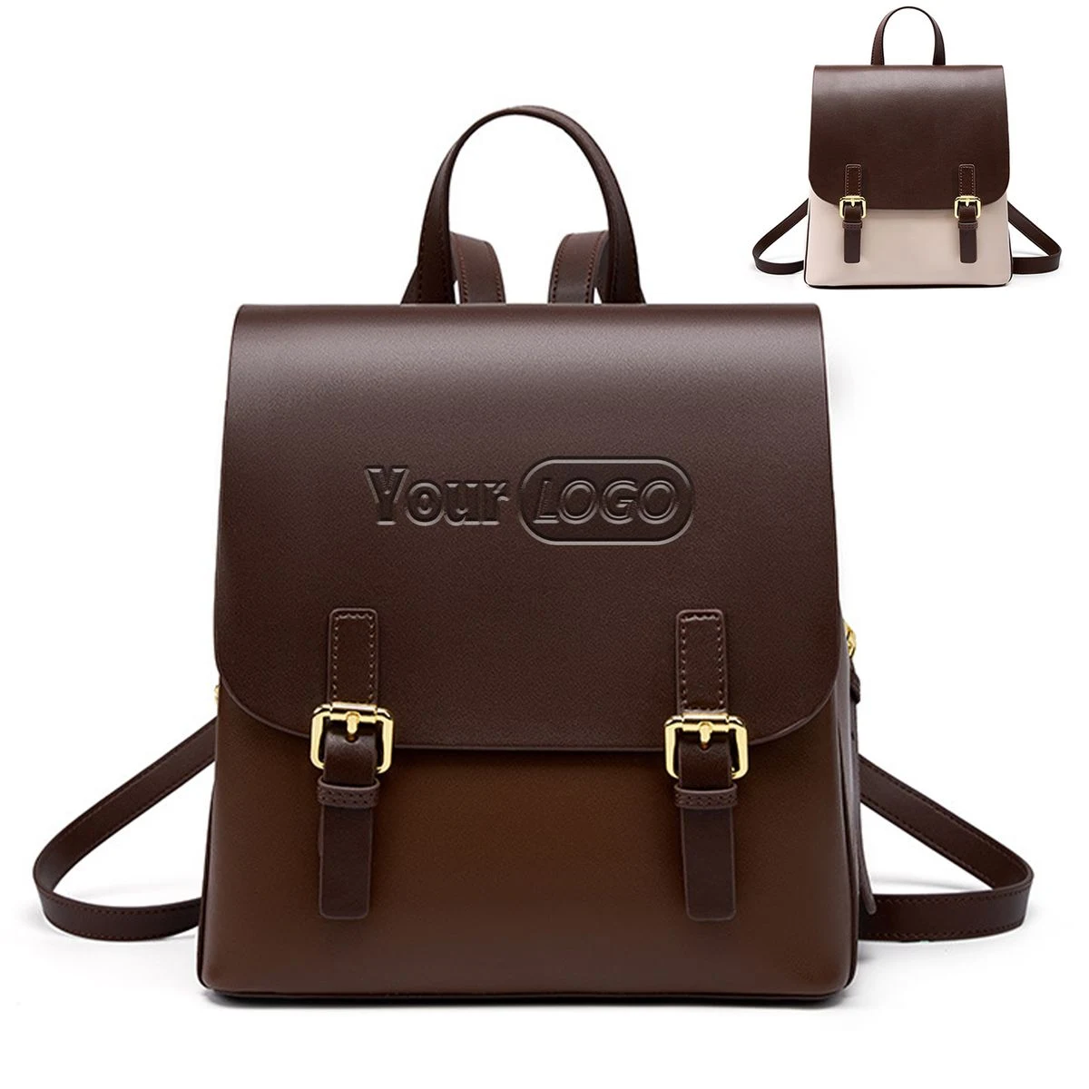 Genuine Leather Large capacity simple backpack for women 1