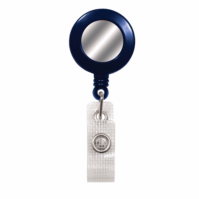 Round Solid Opaque Clip On Fast Ship Plastic Badge Reel (Blue)
