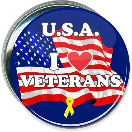 USA, I Love Veterans, Military Button 1