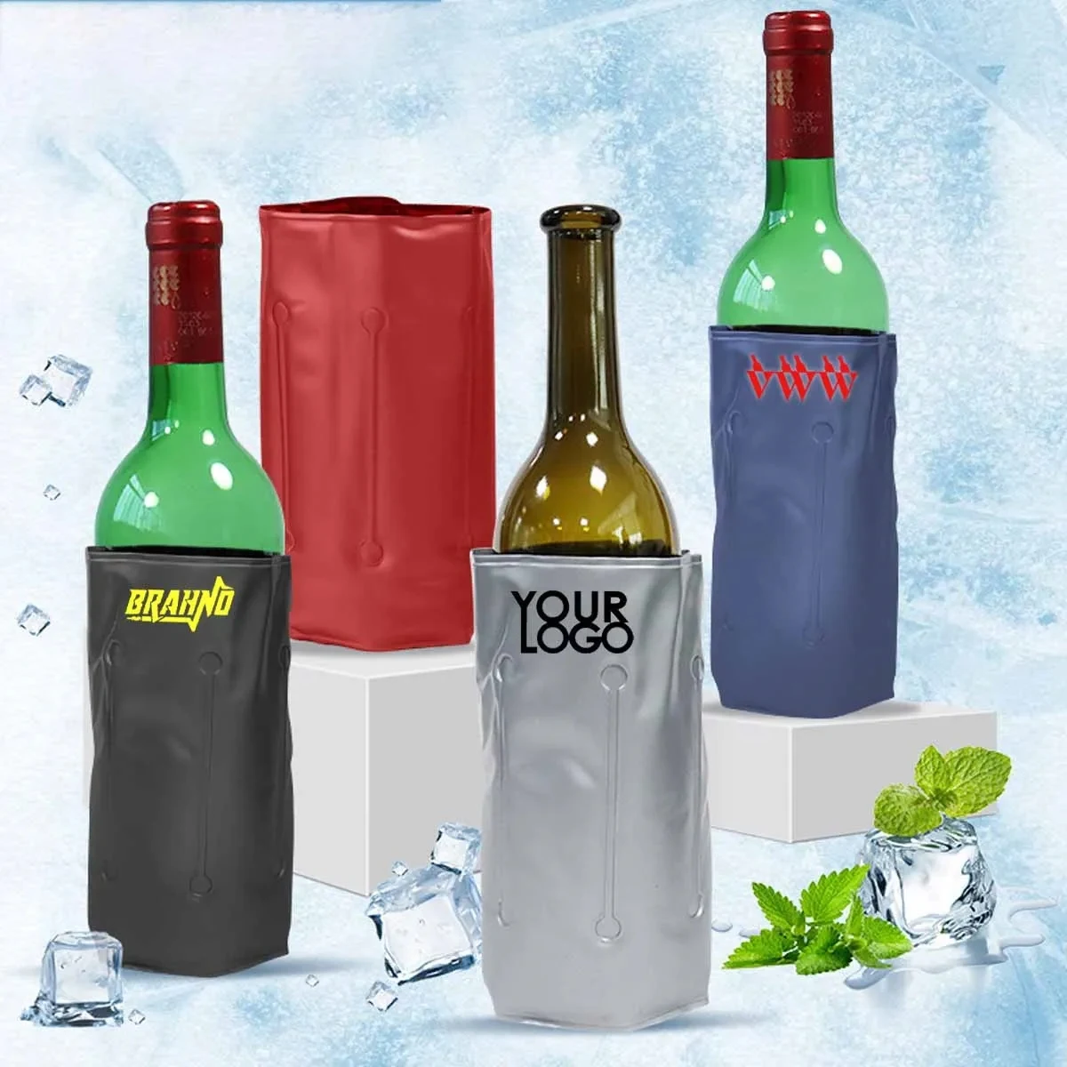 PVC Wine Bottle Ice Cooler Bag with Cool Gel 1
