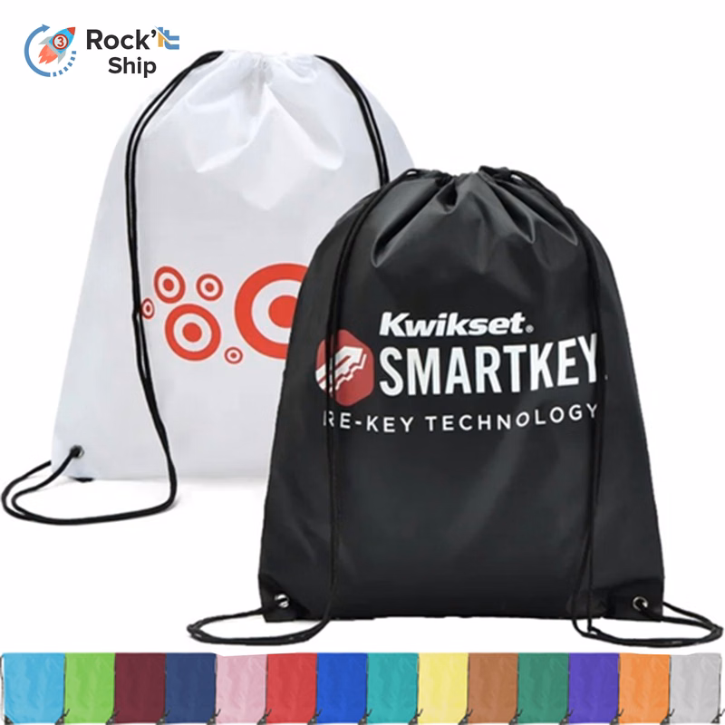 Rock'it 3-Day Premium 210D Polyester Drawstring Backpack, Cinch Sports Bag (15"x18")