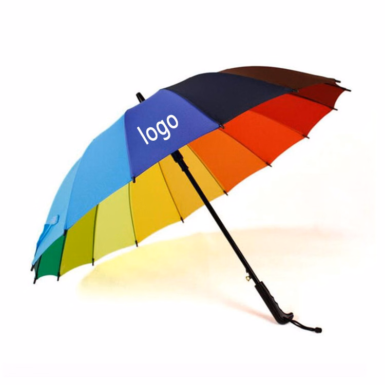 Colorful umbrella 190T polyester with metal shaft and a black rubberized handle