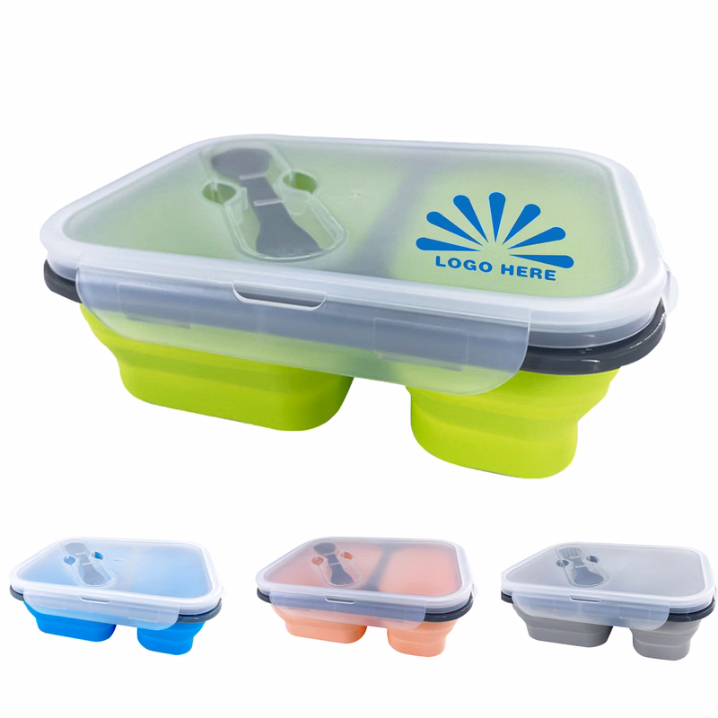 Foldable Silicone Bento Box with Spoon