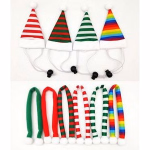 Christmas Cat Costume Santa Hat And Scarf