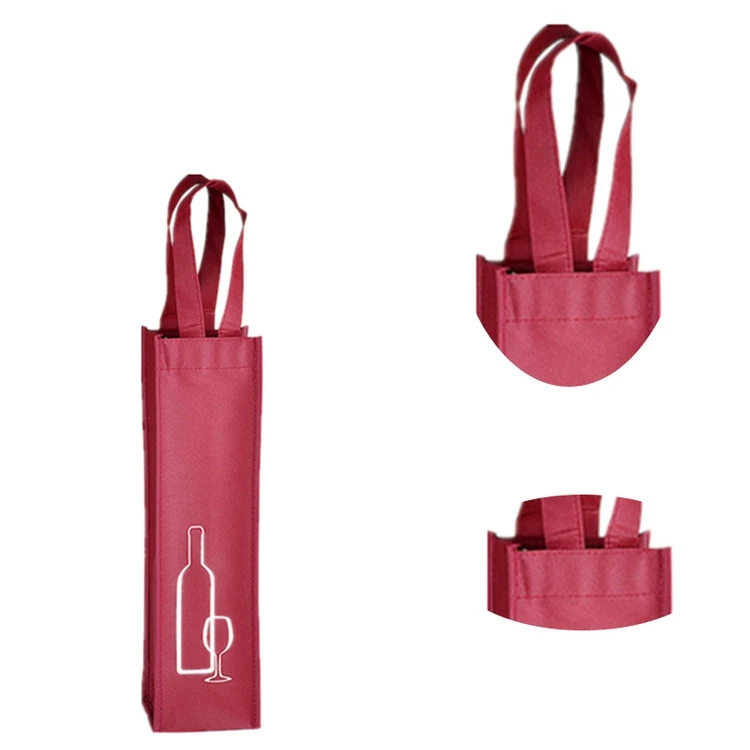 Non Woven Single Bottle Wine Tote Bag w/ Rope Handles 1