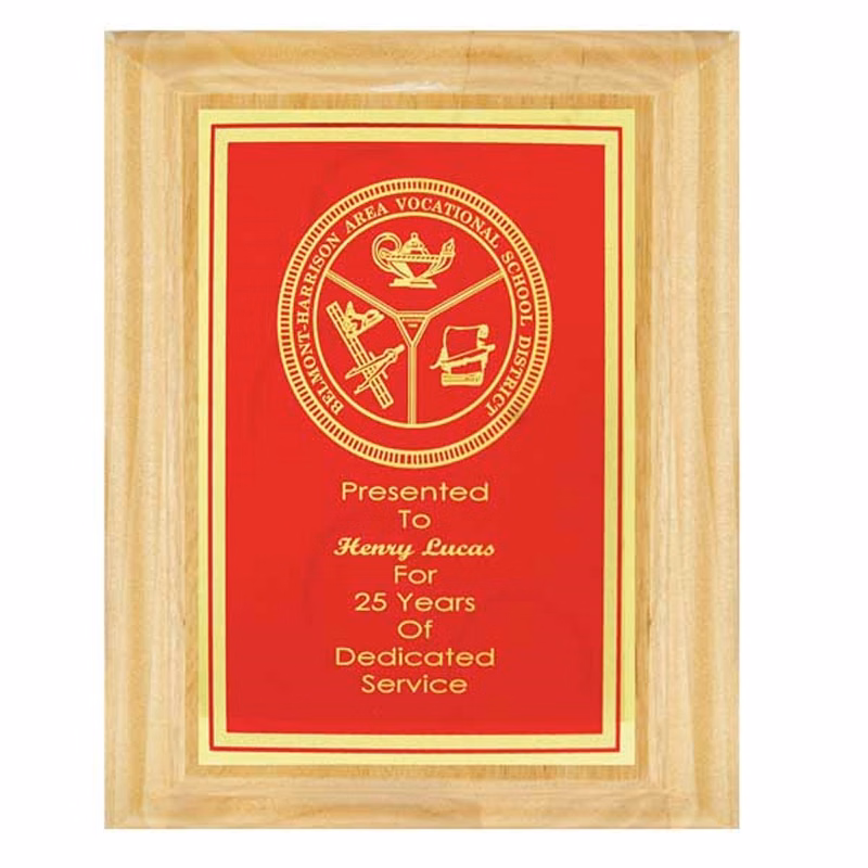 w6" x 8" Red Alder Plaque w/Plate