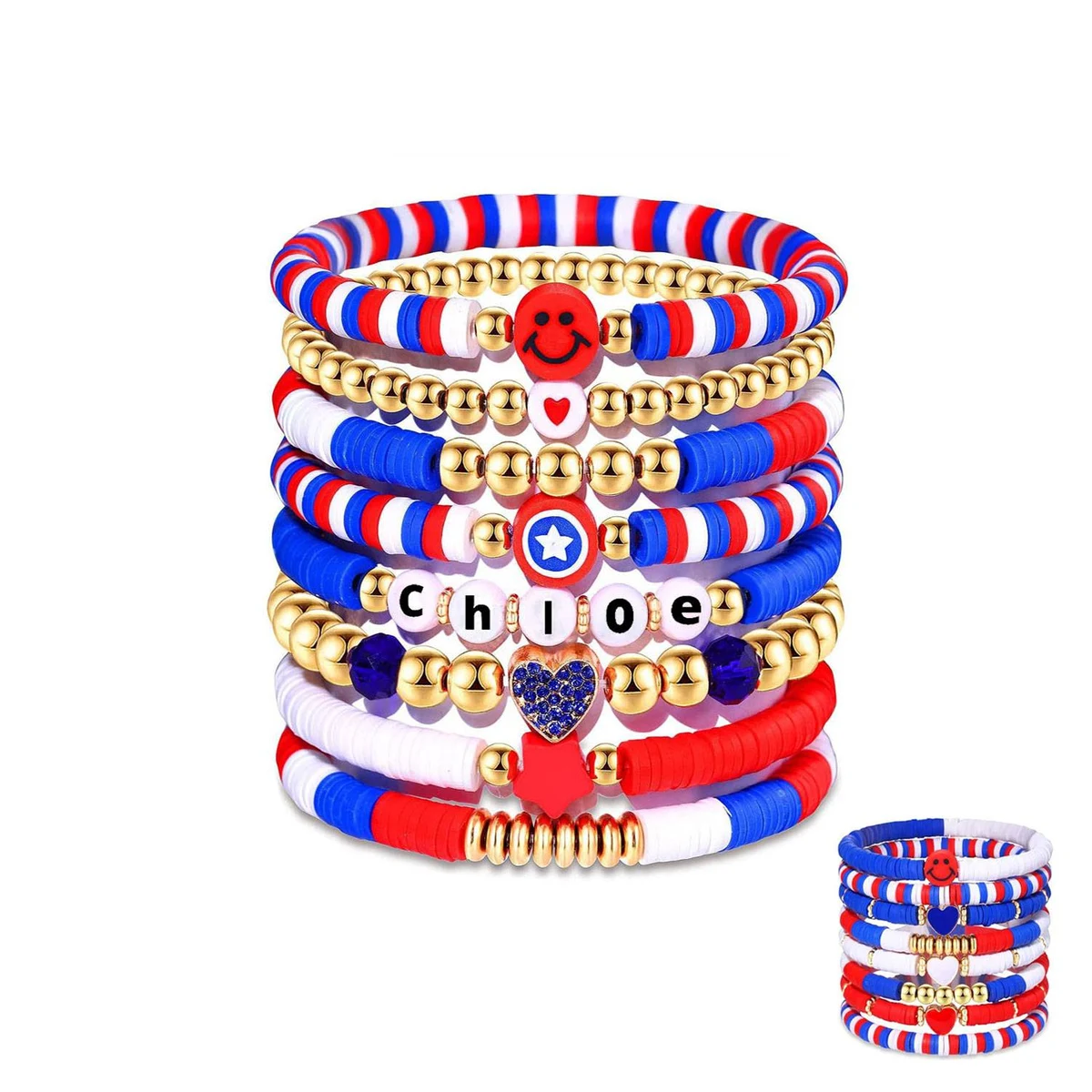 8 Pcs Independence Day Bracelet Set 1