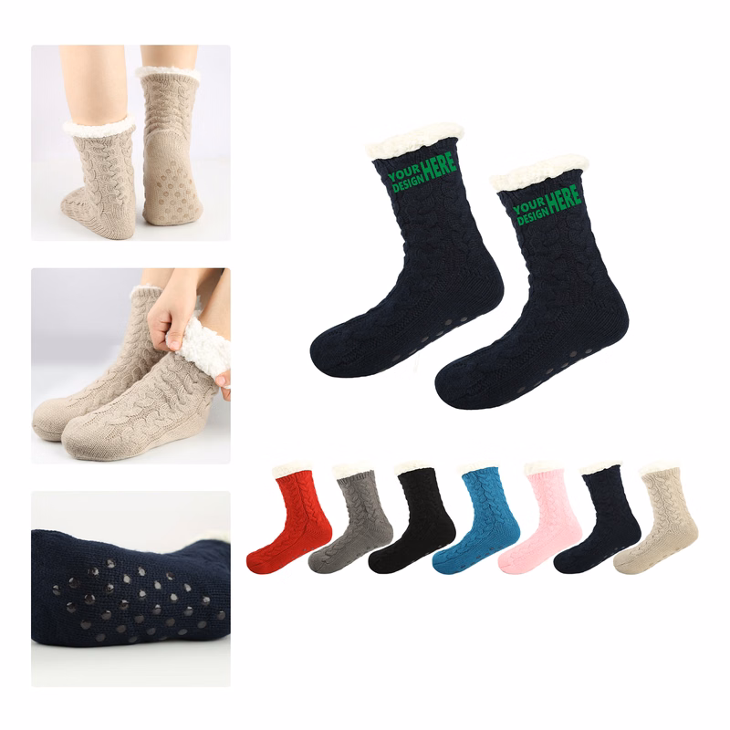 MOQ 50 Anti Slip Plush Sleep Socks
