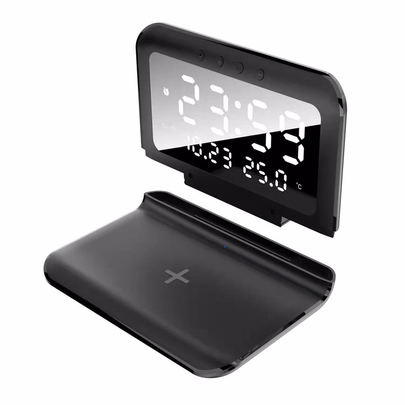 Digital Alarm Clock with Qi Wireless Charging
