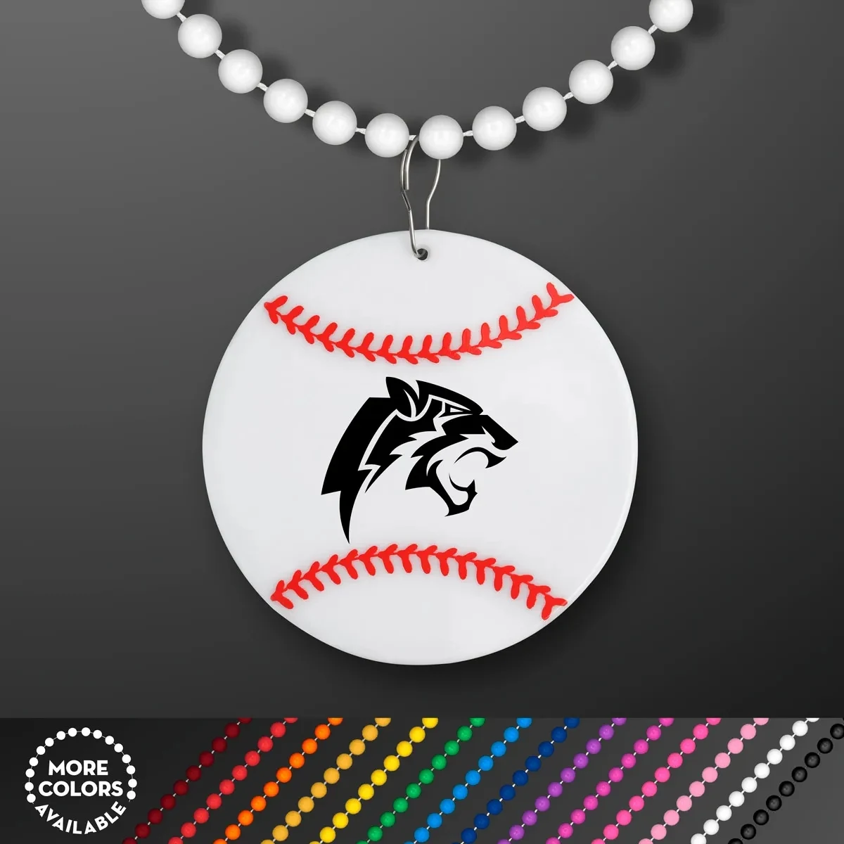 Baseball Medallion with Beaded Necklace (Non Light Up) 1