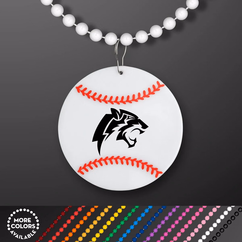Baseball Medallion with Beaded Necklace (Non Light Up)