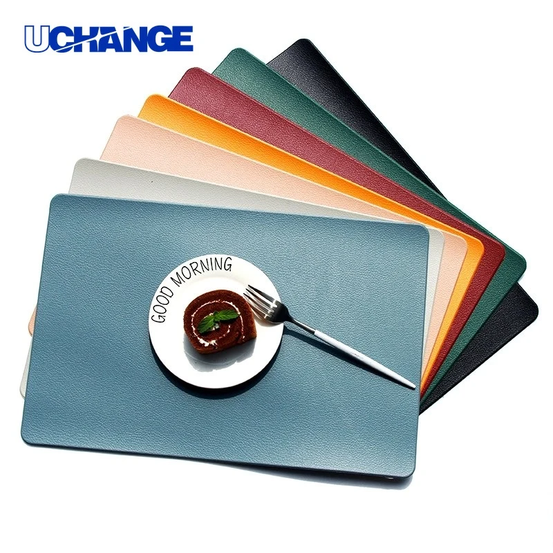 Two Color Nordic Leather Placemat for Dining Table 1