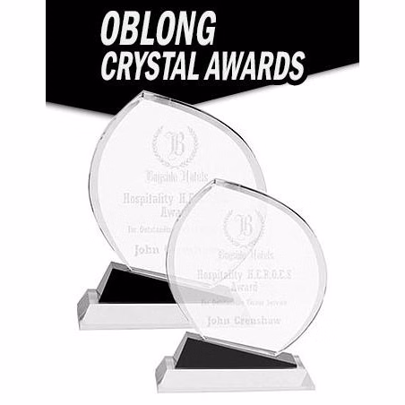 Crystal: 8.5" Oblong with Black Accents on clear b