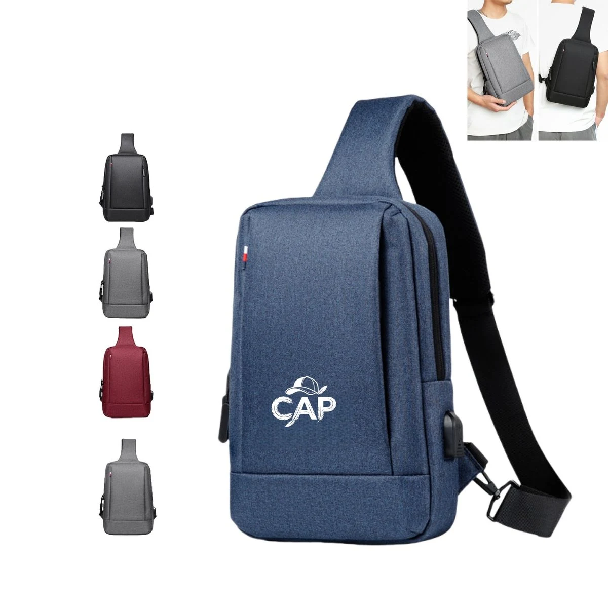 Compact Sling Crossbody Bag with USB Charging Port 1