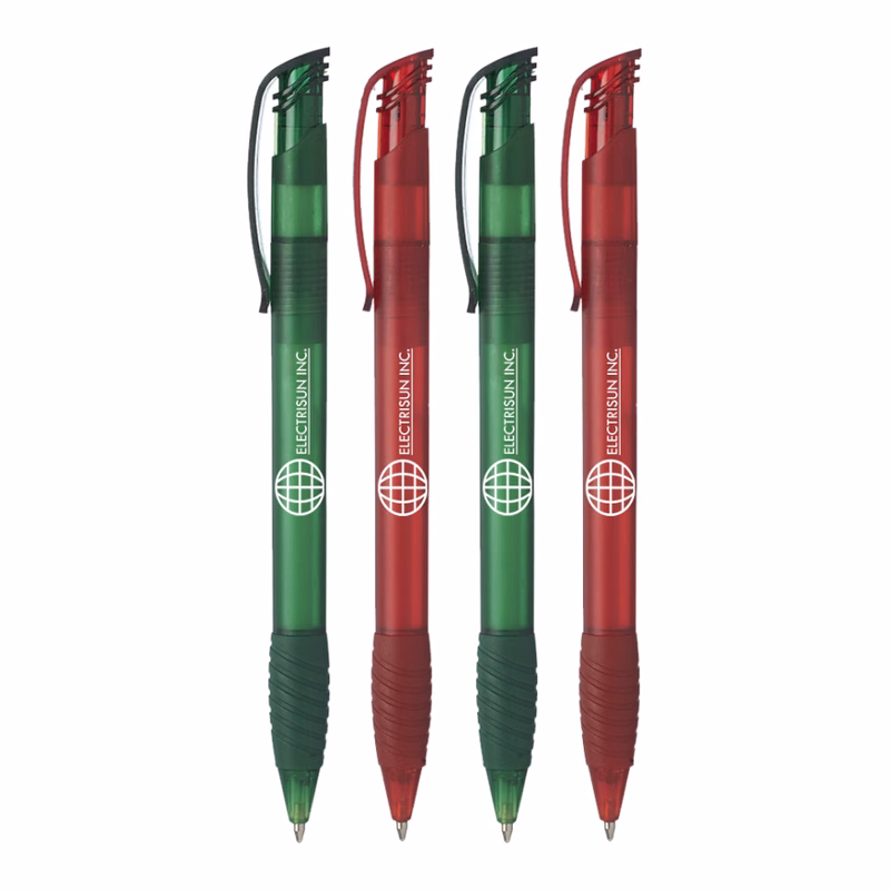 Union Printed - Translucent Ballpoint Grip Pens with 1-Color Logo