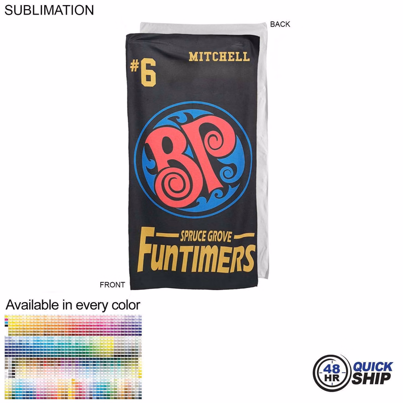 48 Hr Quick Ship - Team Towel in Microfiber Dri-Lite Terry, 30x60, Sublimated Shower Towel
