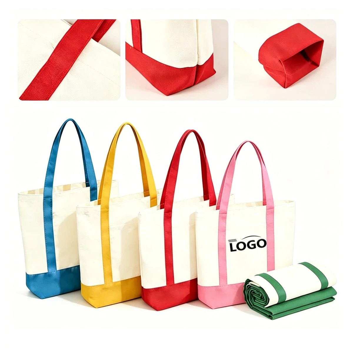 Contrast Color Canvas Bag, custom tote bag with logo imprint 1